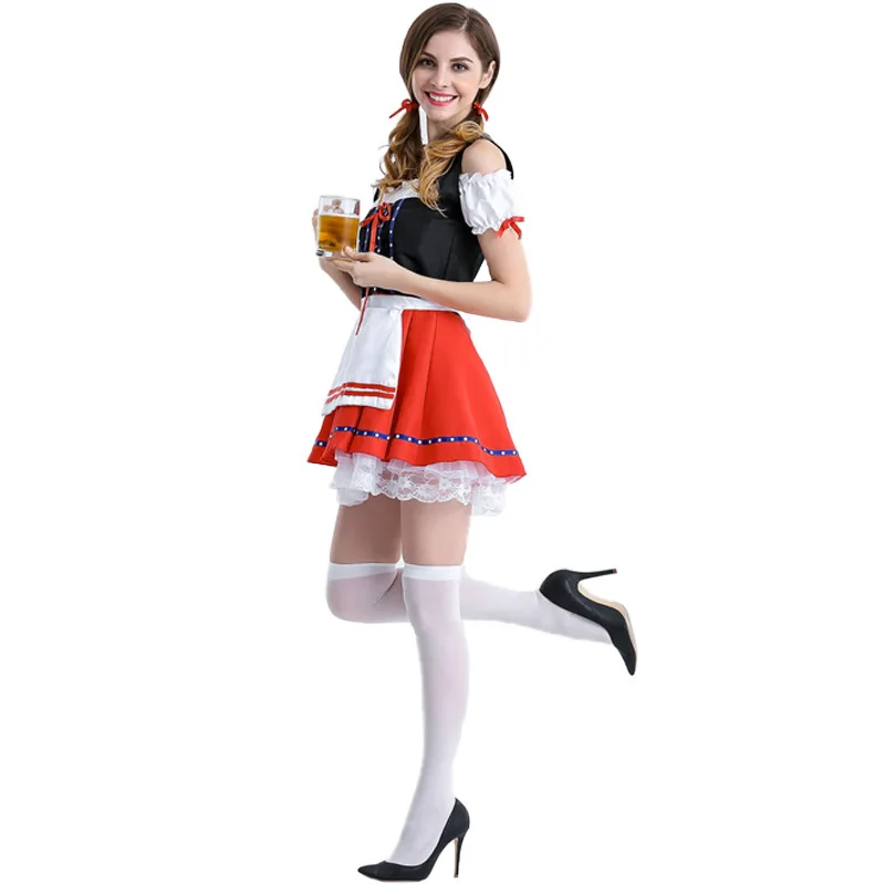 Adult Woemns Bavarian Dirndl German Dutch Beer Girl Maid Halloween Costume Fancy Dress