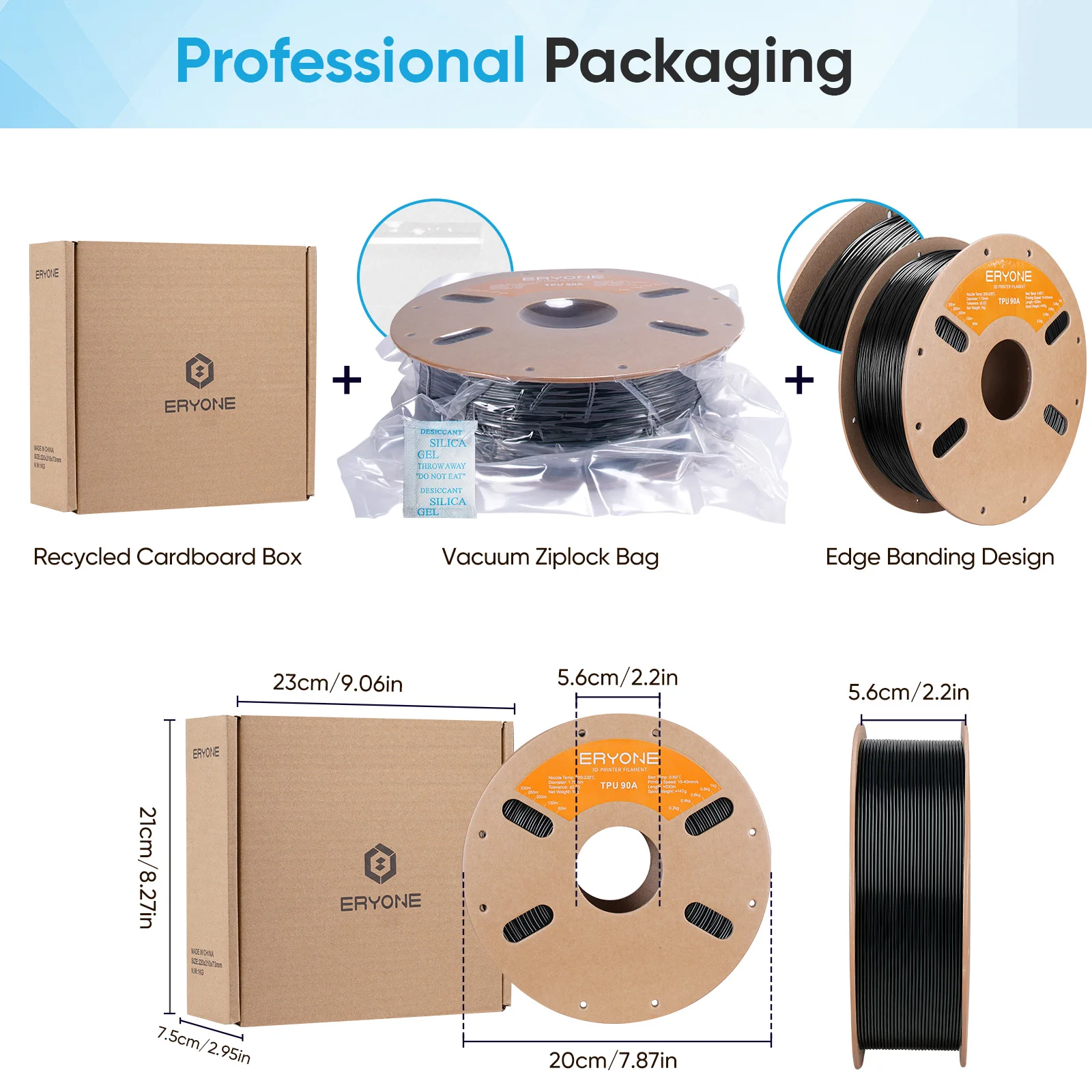 ERYONE 1KG TPU 90A Elastyczny Filament do Druku 3D 1.75mm, Średnia Miękkość, Równoważna Miękkość i Wytrzymałość, Szpula 1kg — zdjęcie produktu 6
