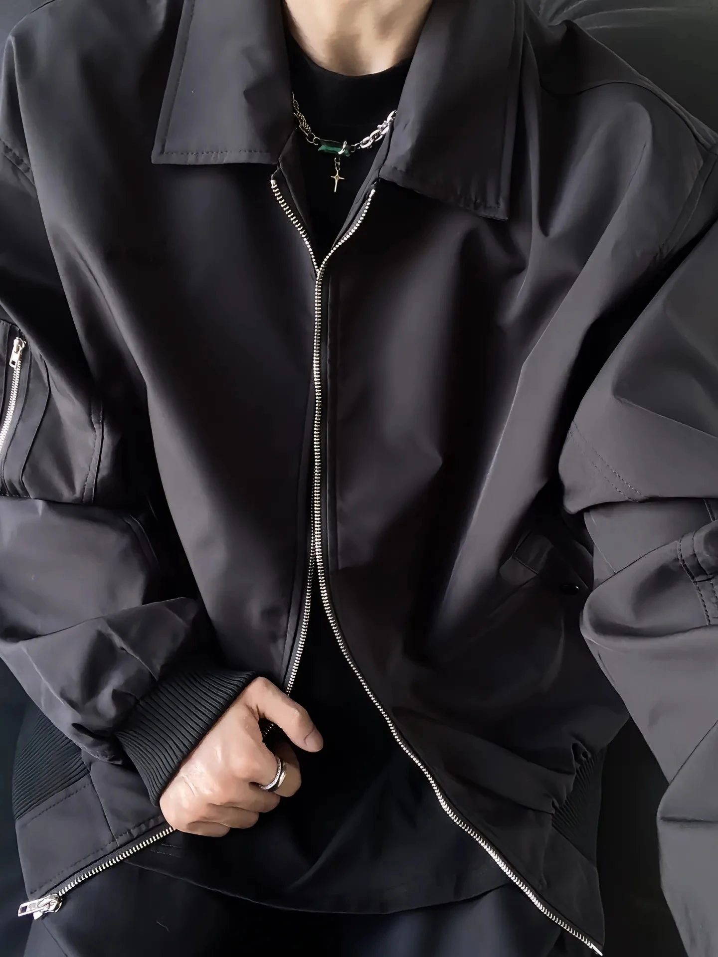 

Мужская куртка-бомбер Cleanfit American Sport, осенняя, черная, в стиле пилота, модная, бейсбольная, с прямым подолом, для молодежи