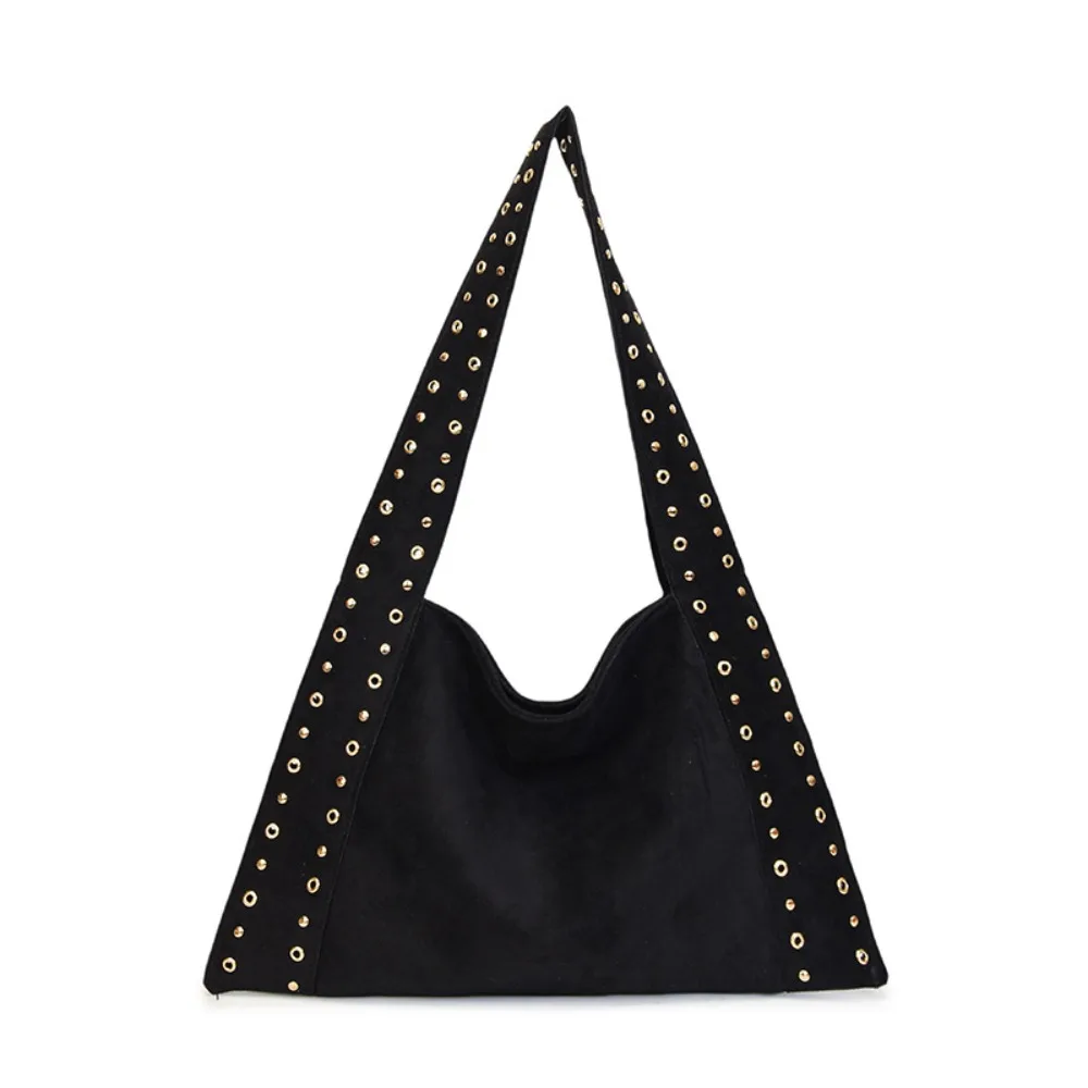 

PU Leather Suede Rivet Shoulder Bags Large Capacity Retro American Style Locomotive Style Underarm Bag Korean Style