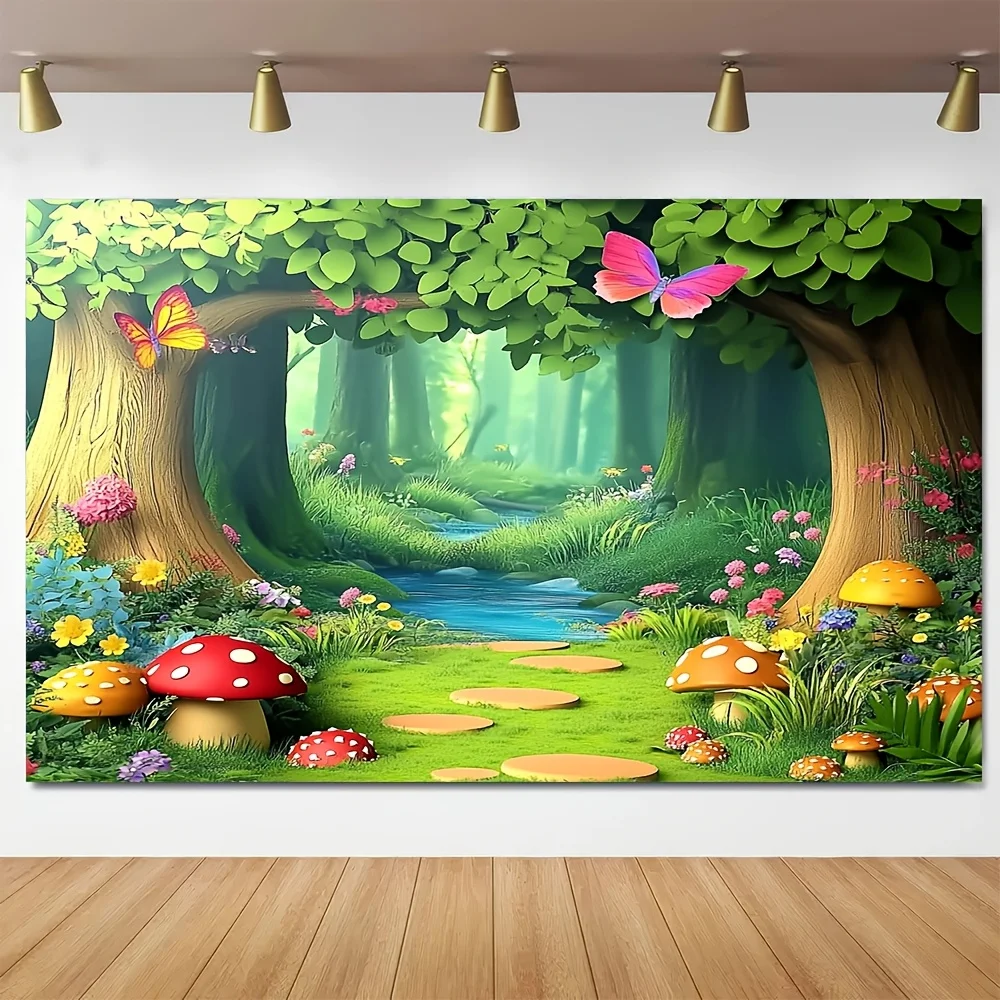 Charming Fairytale Forest Spring Landscape Background Tapestry