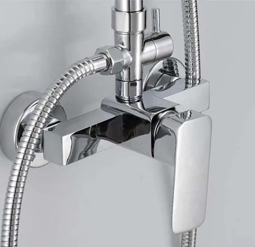 Hot and cold water bathroom rainfall shower faucet set