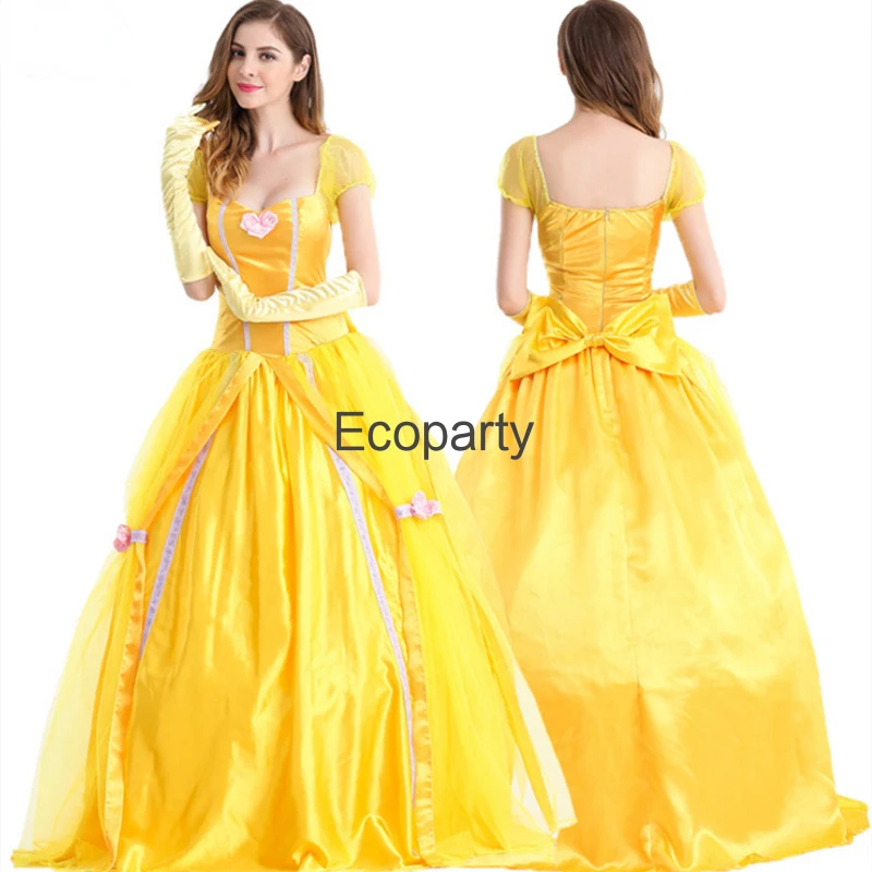 Costume da principessa Deluxe di Halloween delle nuove donne abito lungo giallo Vintage medievale Lady Masquerade Carnival Party Robe