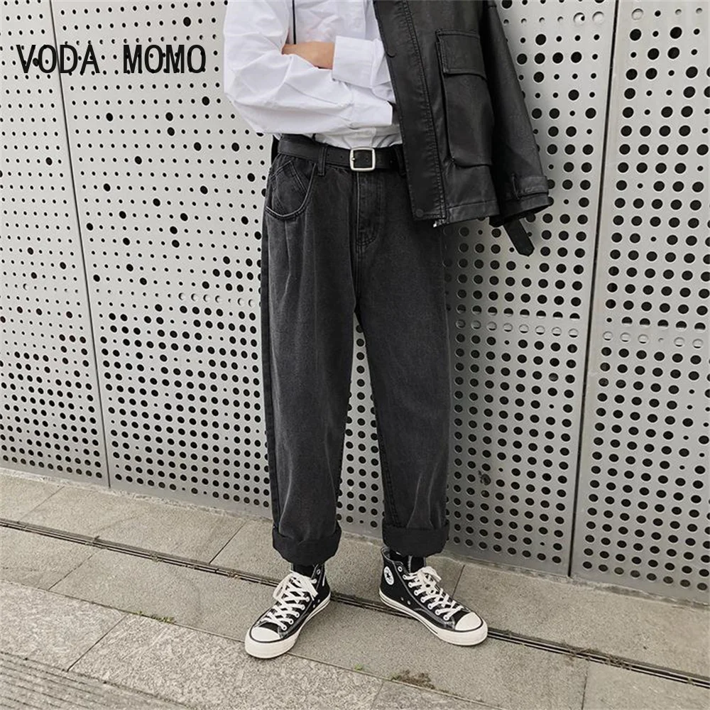 2022 New Spring Men's Loose Casual Jeans Korean Version Hip Hop High Street Straight Pants Blue Black baggy jeans wide leg jeans