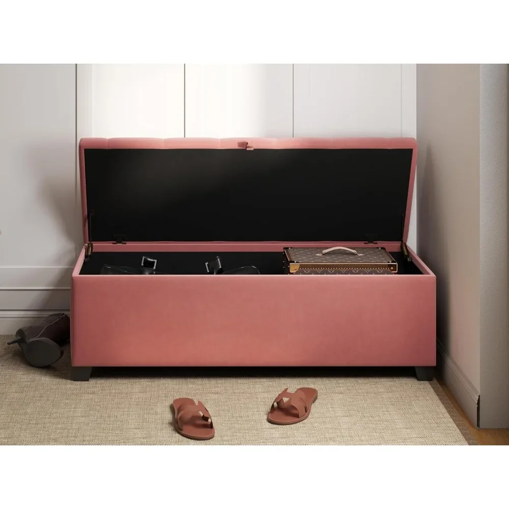 벨벳 수납형 오토만 48인치 침대 끝 벤치 침실 현관 거실 및 기숙사용