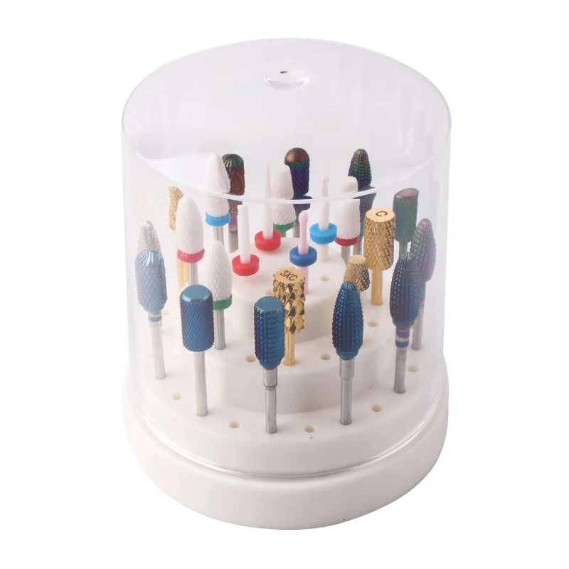 48 buracos caixa de broca do prego titular lixa cabeça expositor rack armazenamento fresa para manicure ferramenta e acessório