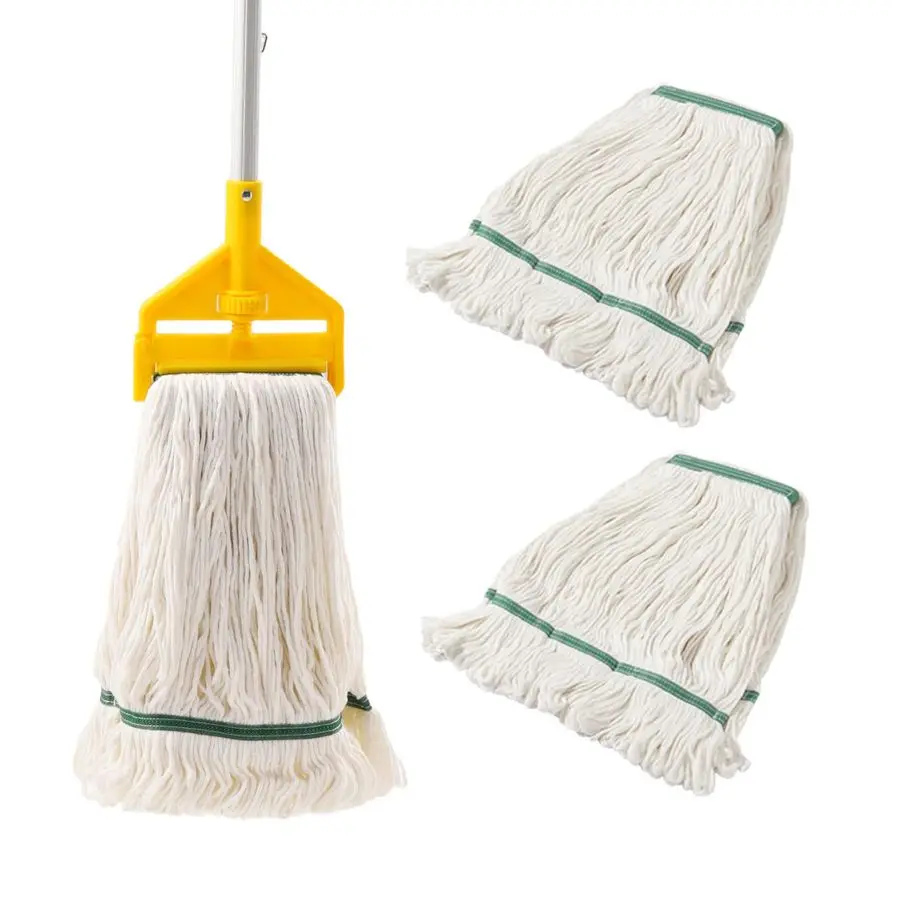 

Heavy Duty Industrial Mop with Long Handle,59 LoopedEnd String Wet Cotton Mops for Floor Cleaning, Including Three mop Head Repl