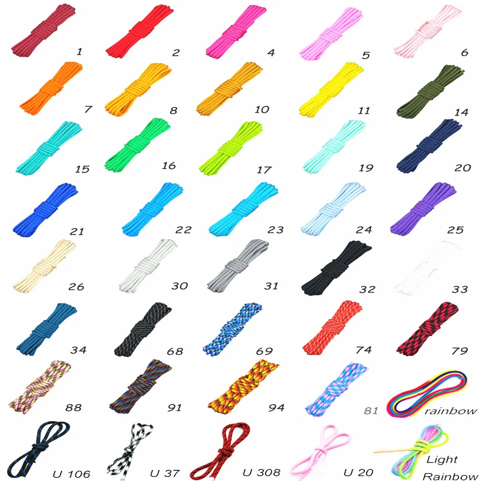 34 Pure Colors Available 4mm Paracord 550 Sleeve 7 Strand Core for USB Keyboard Extend Cable Outdoor Polypropylene Rope Survival