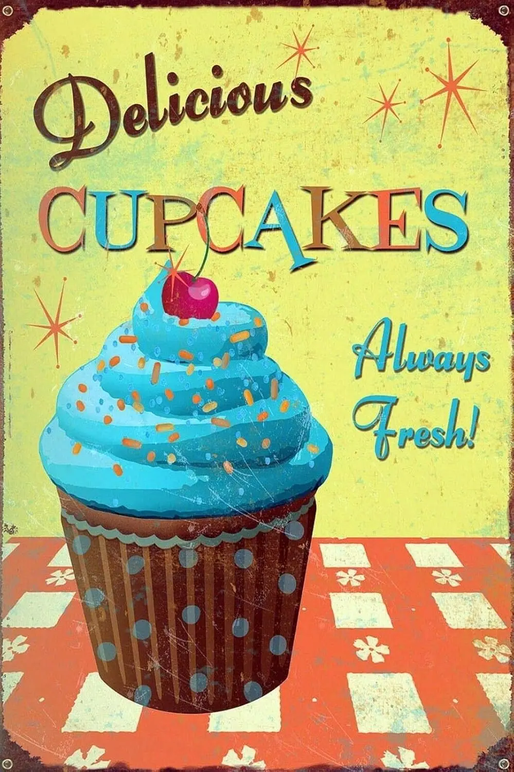 Retro Vintage Fresh Cupcakes Metal Tin Sign Home Bar Cafe Retaurant Wall Decor Signs 12x8inch