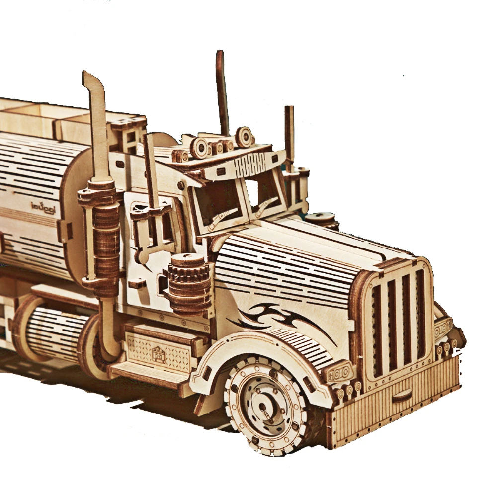 

3D Wood Tanker Puzzles Model Toys Kids Buiding Blocks Construction Jigsaw DIY Movable Craft Laser Cutting Truck for Adults Gift