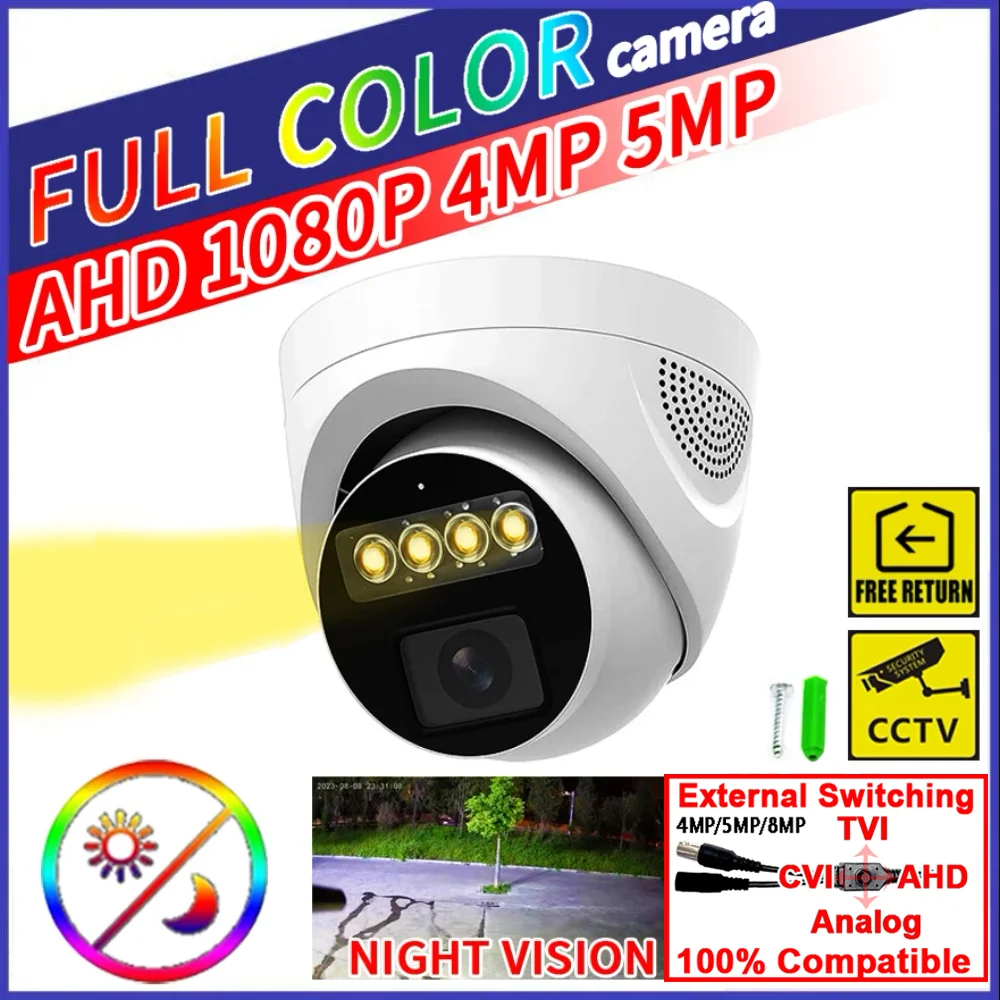 

5MP 24H Full Color Night Vision CCTV AHD Dome Camera Indoor 4MP 1080P HD 4Array Luminous Led Digital H.265 For Home Video Sphere