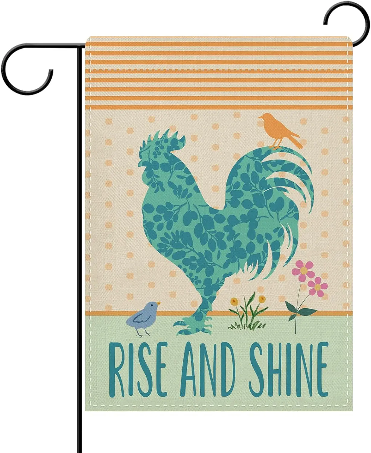 Dyrenson Farm Blue Chicken Decorative Garden Flag, Farmhouse Animal Rooster Bird Rise and Shine Yard Outside Home Decoration IIZ