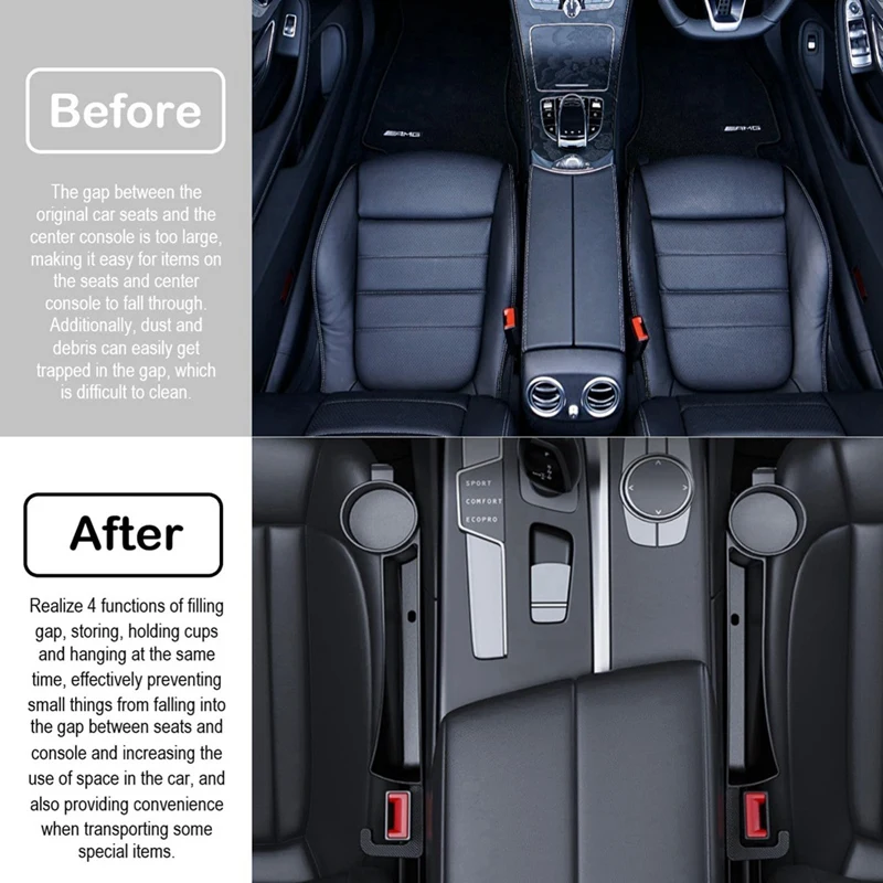 Super Sale Car Seat Slit Plug with Storage Slot, Auto Slit Filler Organizer with Cup Holder, Universal Seat Side Slit Filler Str