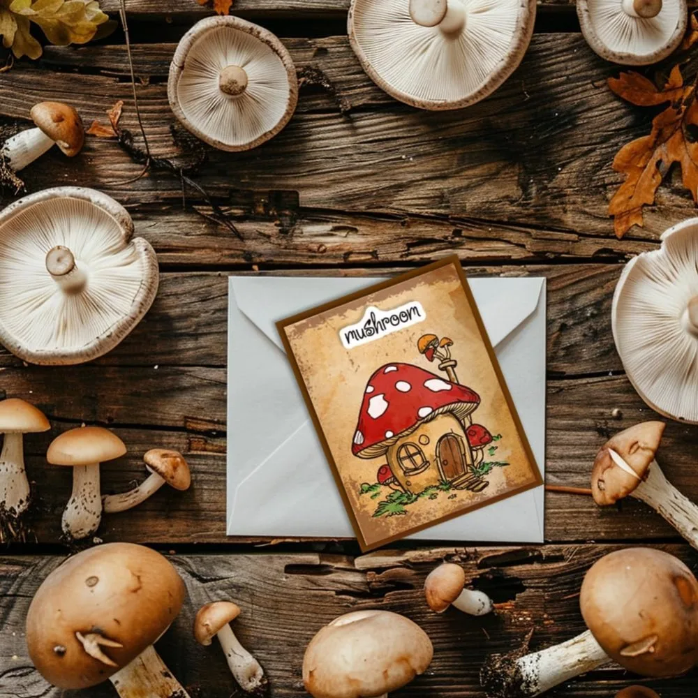 1Sheet Mushroom Clear Stamp for Card Making Mushroom House Silicone Clear Stamp Crystal Bottle Mushrooms Transparent Seal Stamp