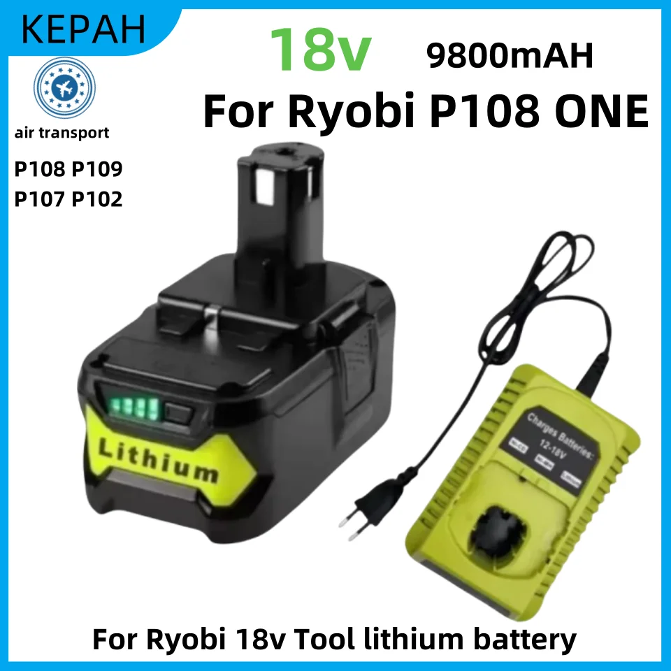 18V For RYOBI P108 18V 9800Ah One+ Plus Battery 18 Volt Lithium-Ion Power Tools P104 P107 RB18L50 RB18L20 P108 ryobi lithium