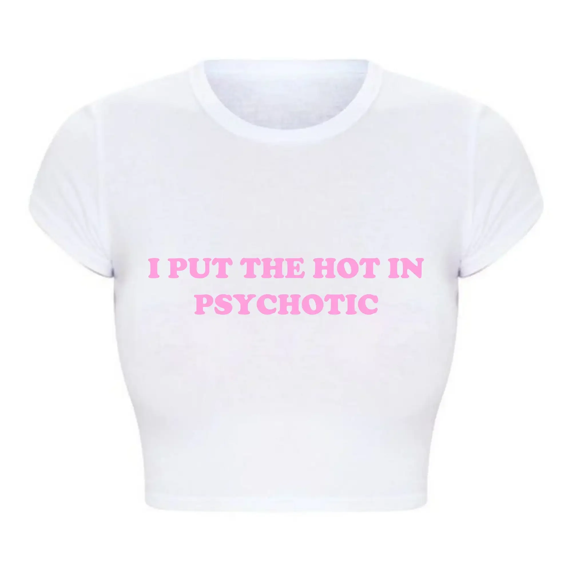 Camiseta con estampado de letras I Put The Hot in Psychic para mujer, Tops cortos, ropa de Club Sexy Kawaii, camiseta de bebé de moda Y2k, camiseta universitaria