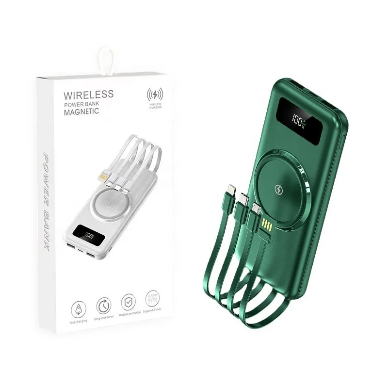 باور بانك 30000 مللي أمبير في الساعة شحن سريع لاسلكي 20000 مللي أمبير باور بانك شاحن متنقل أسرع بطارية احتياطية مع كابلات لهاتف آيفون وشاومي #6