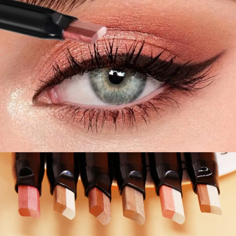 قطعة واحدة من عصا ظلال العيون اللامعة 2 في 1 - لون متدرج، سهلة الاستخدام، مضادة للتلطخ، سهلة إنشاء مكياج عيون ساحر
