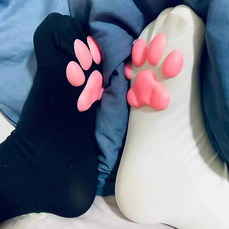 Japanese Cute Cat Claw Long Tube Silk SocksWomen Sexy Stockings Sweet Lolita JK Long Sock Anime Y2K Cosplay Party Accessories