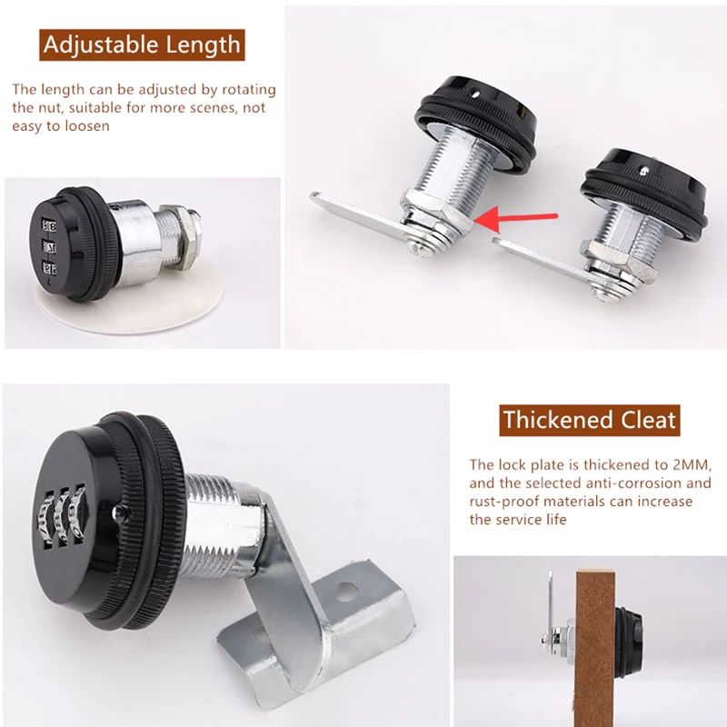 Alloy for Furniture for Cabinet Door 3 Digit Combination Password Code Drawer Lock Box Lock 20mm Smart Cam Code Lock