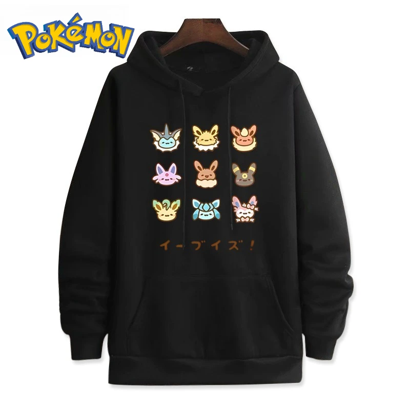 Pokémon Handheld Game Eeveelution Printed Hoodie for Men and Women Autumn/winter New Y2K Harajuku Plus Size Casual Sweater Top
