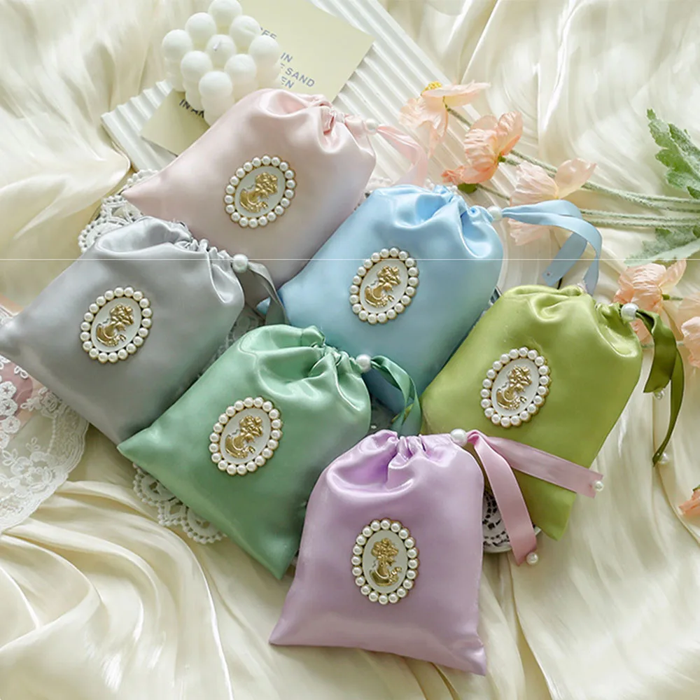 Satin Cloth Candy Bag Jewelry Packaging Storage Cloth Pouch Chic European Wedding Favor Gift Bags Drawstring Pouch