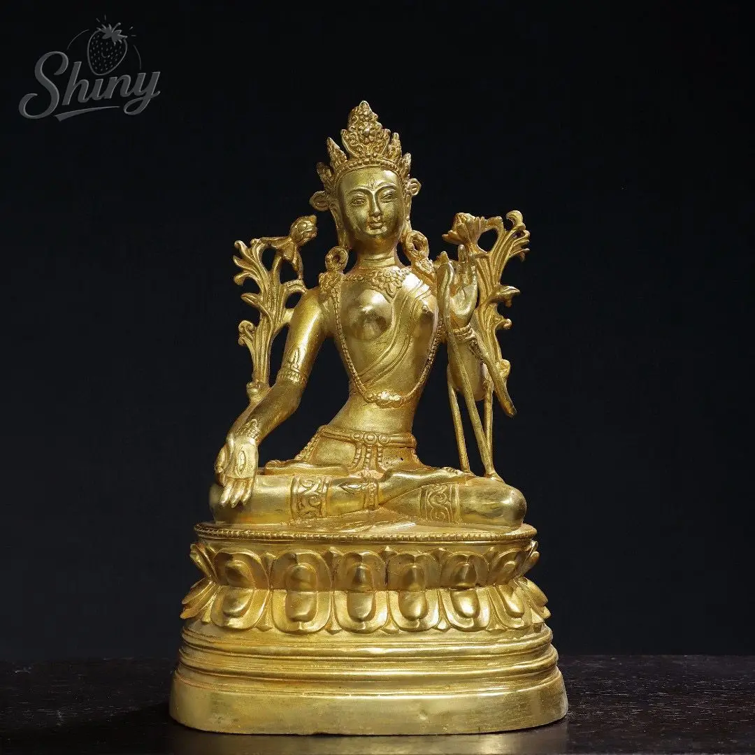 

9.8'' Old Tibet Buddhism Bronze Gilt White Tara Bodhisattva Buddha Statue