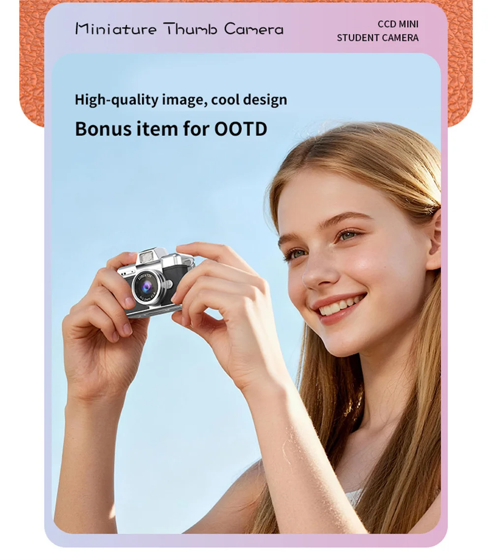 1080P Thumb Mini Camera Keychain Digital Camera Retro Camera HD Photo Travel Outdoor With Screen Support Memory Card for Kids