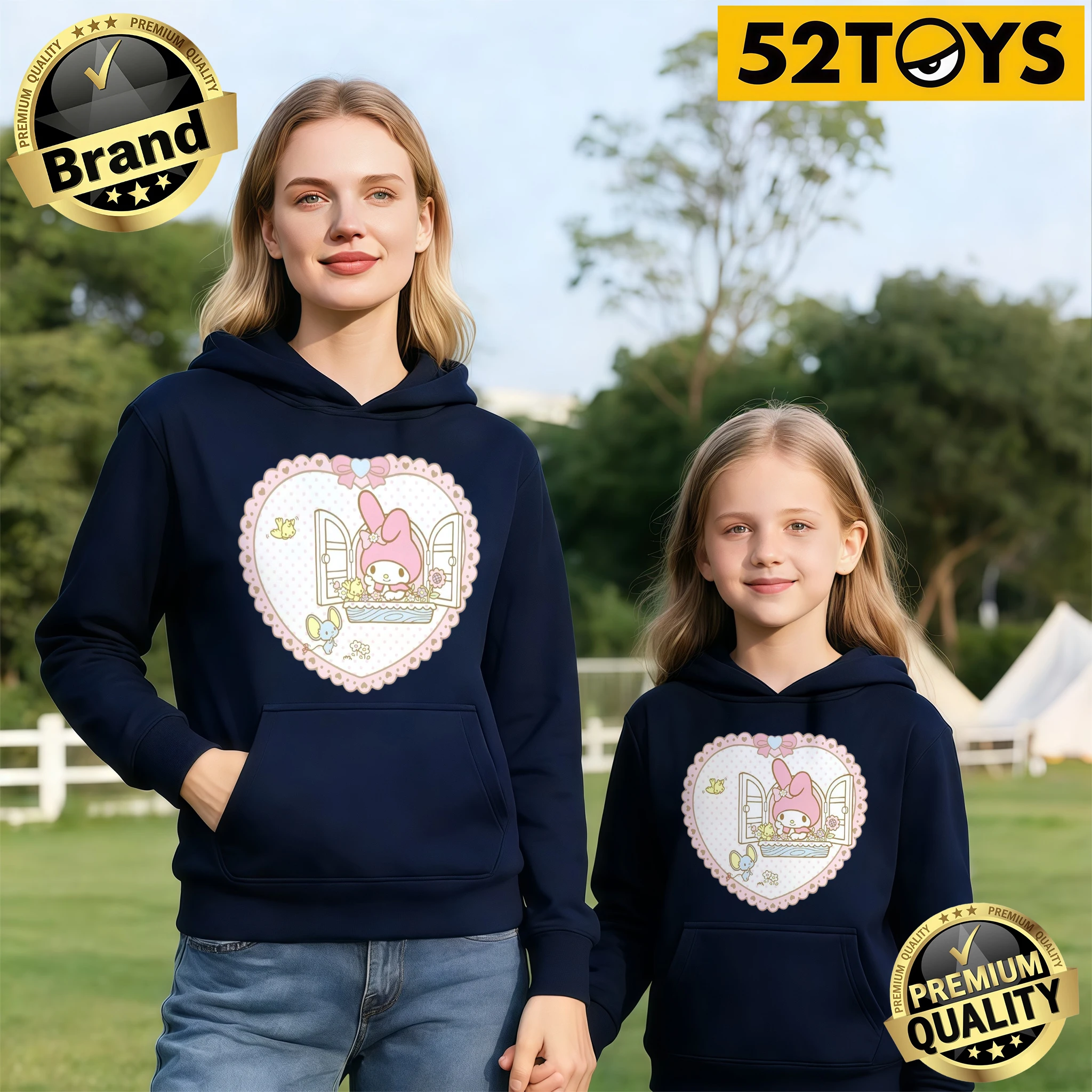 

Модные худи для родителей и детей с принтом My Melody Heart Lace, 100% хлопок, коллекция Осень-Зима 2026, высокое качество, свободный крой, дышащие, повседневные