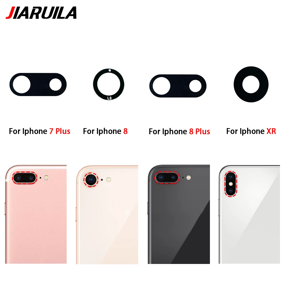 Câmera traseira lente de vidro com adesivo, substituição para iphone 6, 7, 8, 6s plus, x, xr, xs max, novo