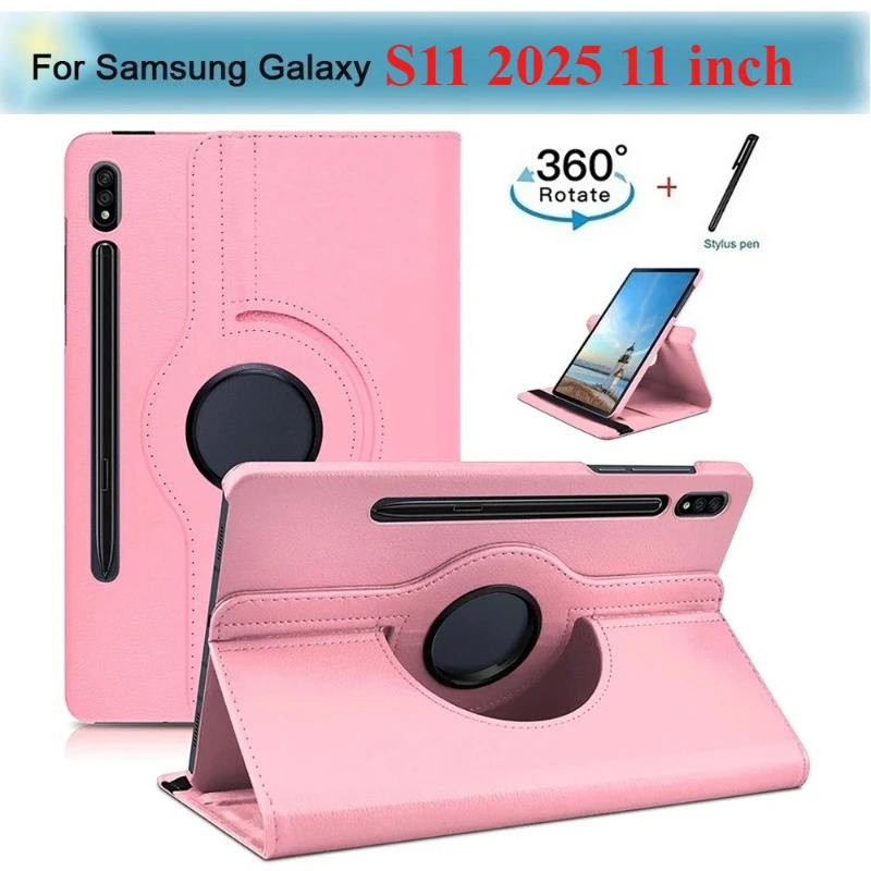 

For Samsung Tab S11 2025 Case Cover 360 Rotating PU Leather Stand Cover Funda For Coque Galaxy SM-X730/SM-X736 11 inch Case