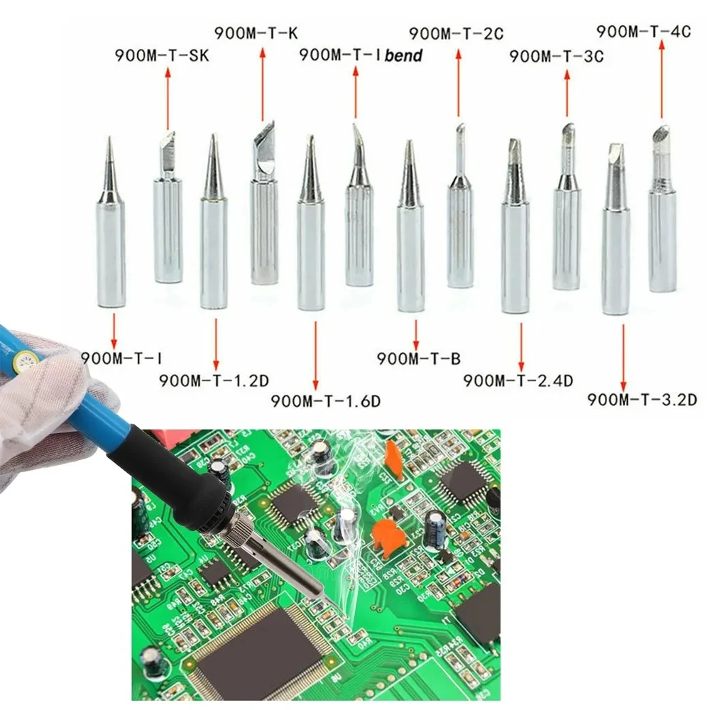5pcs 900M-T Soldering Iron Tips 0.8D/1.6D/2.4D/3.2D1C/2C/3C/4C/B/I/SK/K/IS Lead-Free Welding Tips Head Alloy Soldering Tools