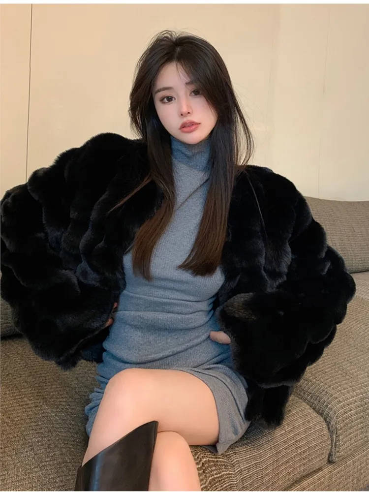 

Women's Casual Basic Faux Fur Coat Autumn Winter Fuzzy Warm Jacket Long Sleeve Party Holiday Fashion Korean Style Outwear Clothe