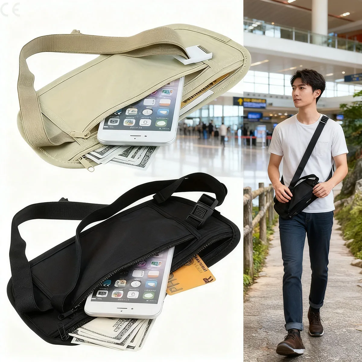 Sport Running Wais Bag Invisible Travel Waist Packs Pouch For Passport Money Belt Bag Hidden Security Wallet Gift Pack Money Bag