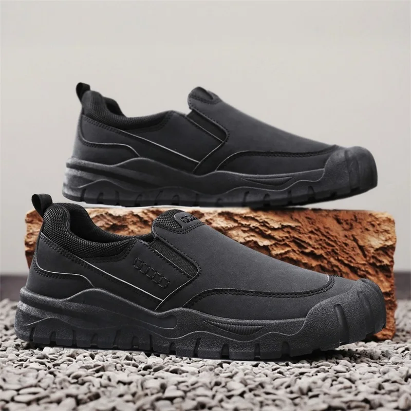 

Men Casual Shoes Low Cut Anti Slip Wear-resistant Soft Outdoor Hiking Shoes Easy To Put on Take Off Daily Wear Walking Shoes