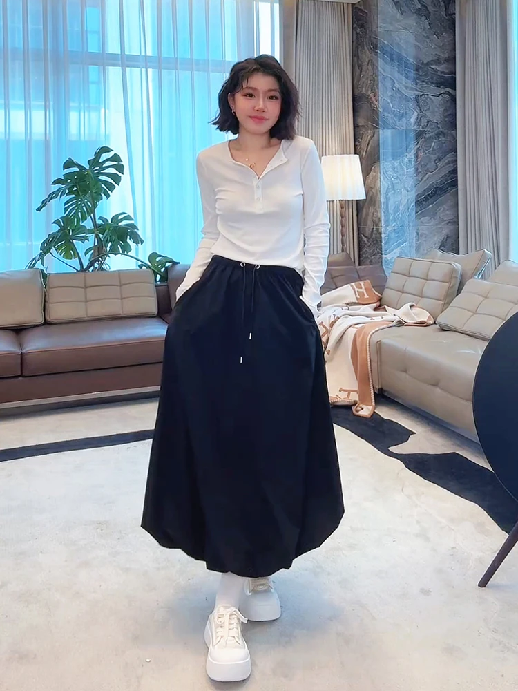 

Женская футболка-хенли с высоким воротником и длинным рукавом из смесового хлопка Laoyang, весна-осень