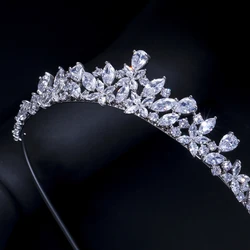 ThreeGraces Elegant Shiny Cubic Zirconia Bridal Wedding Banquet Tiara Crown Hair Accessories Jewelry for Women Bridesmaid HA035