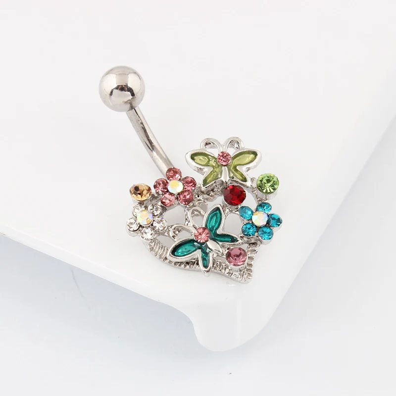 Heart butterfly flower belly ring fashion body jewelry Lady piercing Retail 14G 316L surgical steel Nickel-free TAIERS