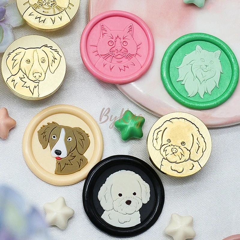 Pet Dogs Cats Wax Stamp Golden Retriever Steven Siamese Calico Samoyed Dachshund Bichon Wedding Decoration Craft Packaging Gift