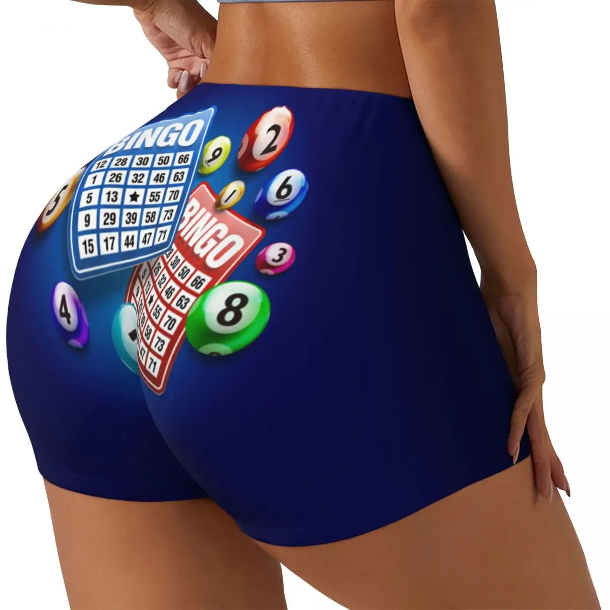 Custom Hot Game Bingo Biker Running Gym Shorts Women Athletic Workout Yoga Shorts