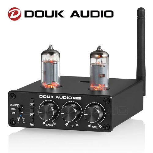 Imagen 1 del producto Douk Audio-preamplificador de tubo de válvula con Bluetooth 5,0, receptor estéreo, reproductor USB, preamplificador de escritorio para el hogar con Control de graves triples