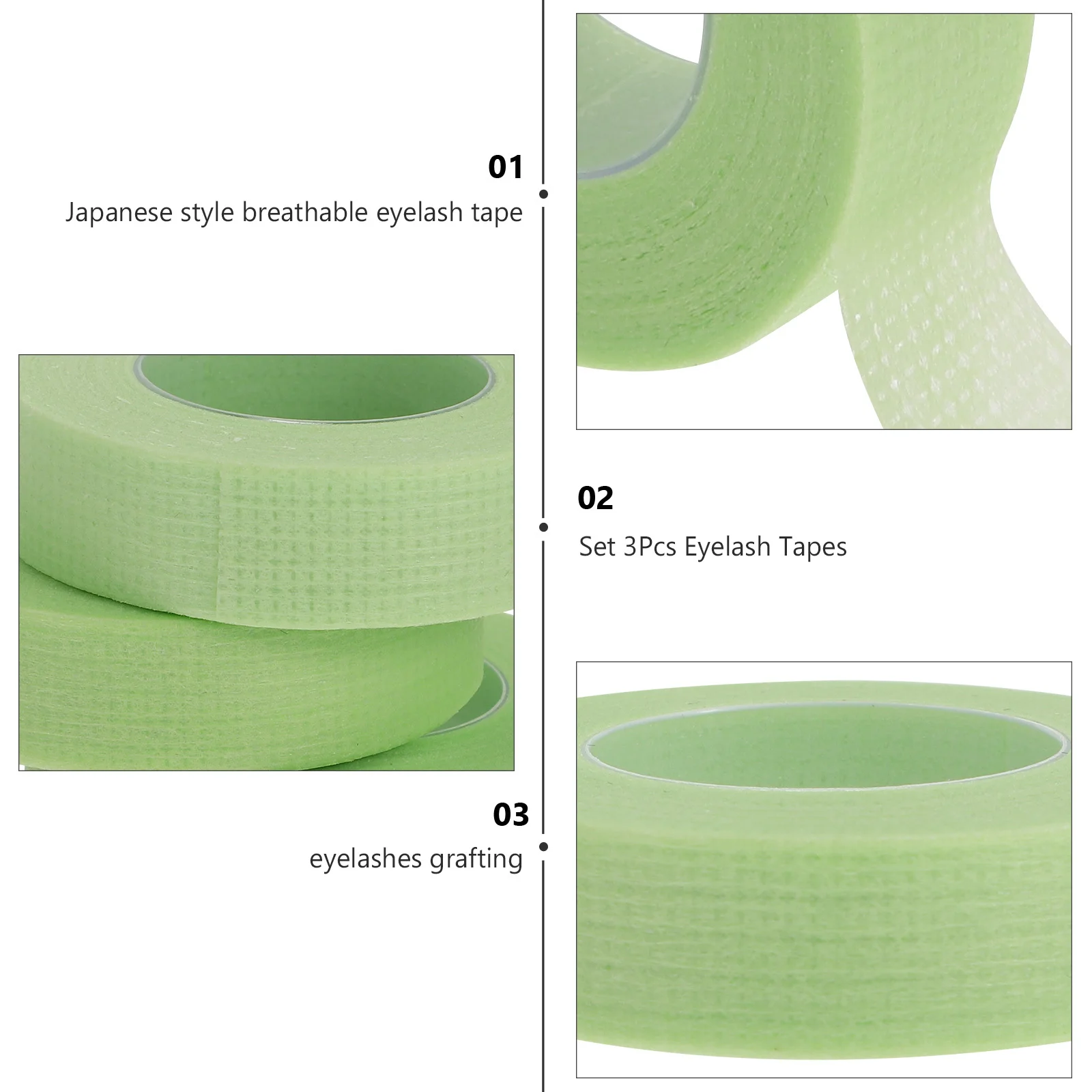 เทปกาวต่อขนตา 3 ชิ้น ระบายอากาศได้ดี อ่อนโยนต่อผิว ใช้สำหรับแยกขนตา อุปกรณ์แต่งหน้า