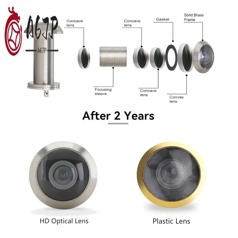 

A67P-220-градусные твердые латунные отверстия для двери со сверлом 16 мм, дверной глазок 0,63 дюйма с конфиденциальностью