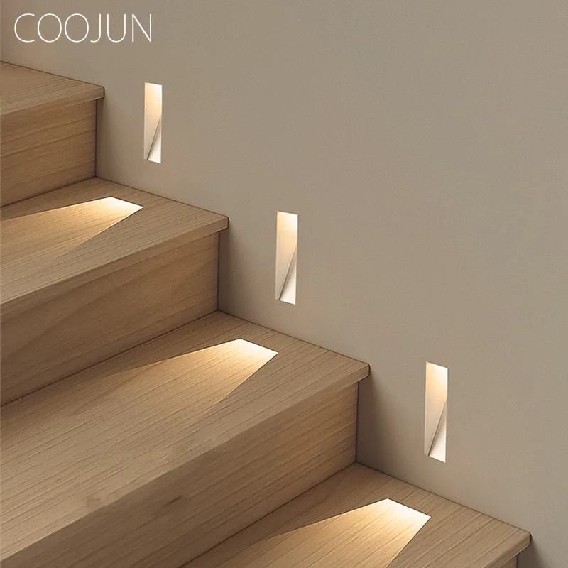 COOJUN Recessed LED Wall Lamp Frameless Downlight Step Staircase Light Aisle Corridor Lamp Wall Stairs Indoor Lighting AC85-240V