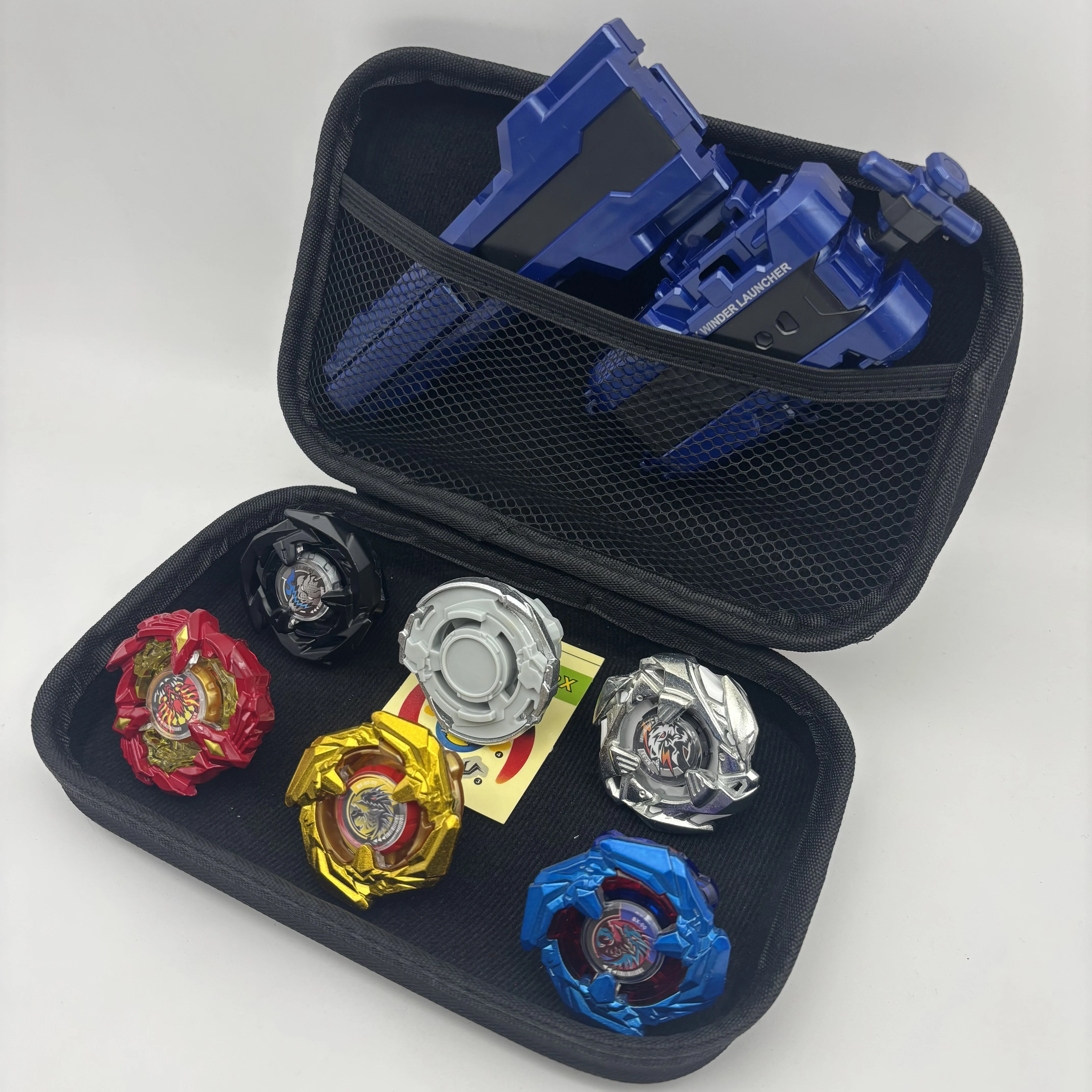 

Набор из 6 металлических гироскопов X Metal Fusion с пусковым устройством и портативным трехцветным набором (красный/синий/желтый) для детских боевых игр