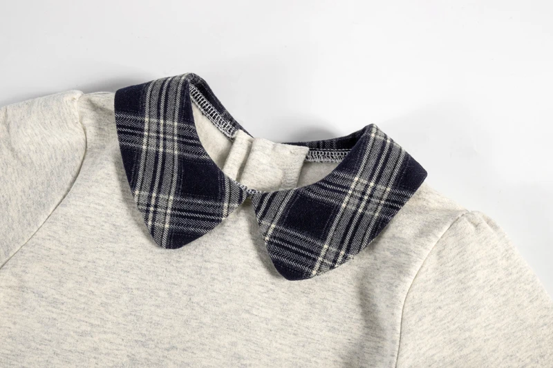 AS 2025 Sweatshirt für Kinder, Familien-passendes Set für Mädchen, kariertes Kleid, Jungenhemd und Baby-Strampler, Herbst- und Winterkleidung – Detail 10