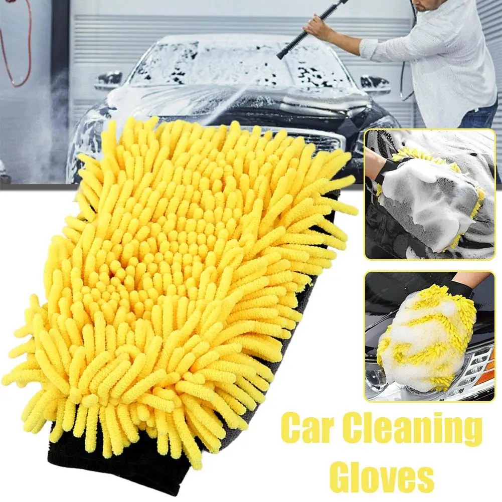 

New Car Wash Microfiber Chenille Gloves Thick Car Cleaning Care Wax Detailing Mitt Brush Accessroies Auto Glove Double-face H9F1