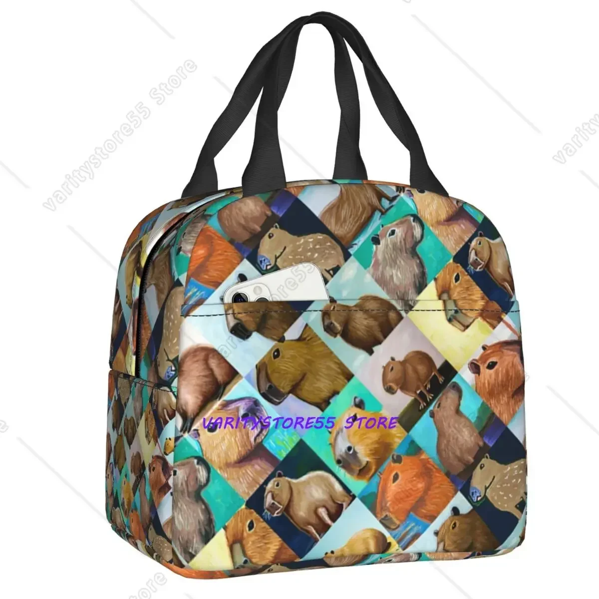 Custom Capybara Collage Lunch Bag Men Women Thermal Cooler Insulated Lunch Boxes for Student School