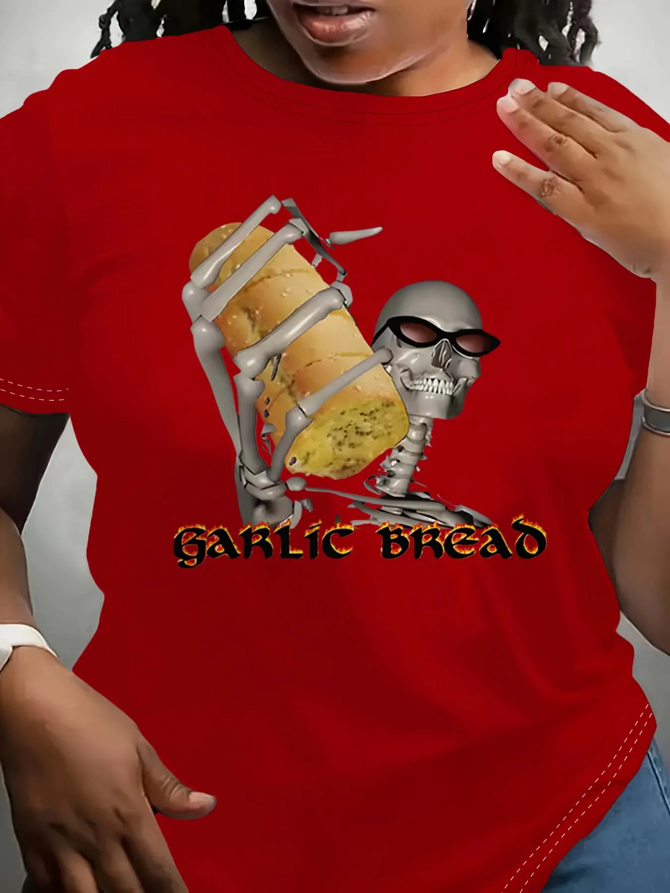 พลัสขนาดโครงกระดูกขนมปังกระเทียมธีมเครื่องแต่งกายแฟชั่นสุดเก๋