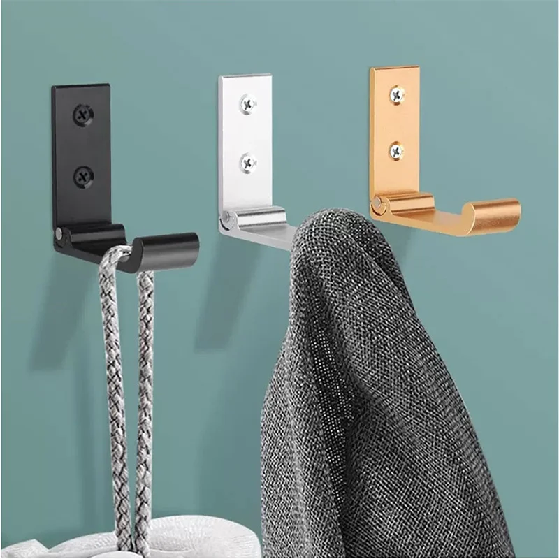 1/2PCS Folding Hooks Wall Door Clothes Coat Hat Bags Hangers Aluminum Alloy Kitchen Bathroom Rustproof Towel Hooks Foldable Hook